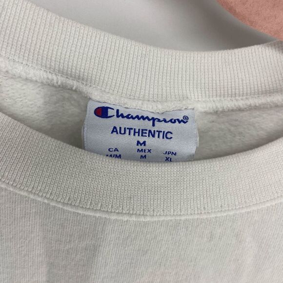 Champion Unisex White Long Sleeve Crew Neck Pullover Sweatshirt Size Medium - Picture 3 of 5